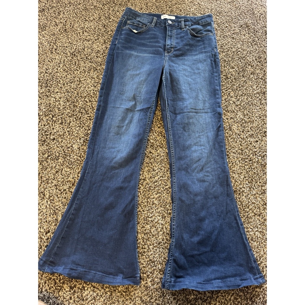 BKE Buckle Billie slim High Super Flare Jeans Women's 39 X 33.5 Blue Stretch
